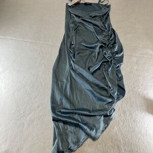 Cider Satin Slip Midi Dress Teal Blue Adjustable Straps NWT Size M